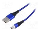 Cable; magnetic; USB A plug,USB B micro plug; nickel plated; 1m AKYGA