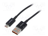 Cable; USB 2.0; USB A micro plug,USB A plug; 1m; black; 2A BASEUS