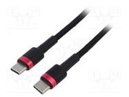 Cable; USB C plug,both sides; 2m; black; textile; 60W BASEUS