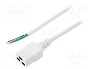 Cable; 3x1.5mm2; IEC C19 female,wires; PVC; Len: 1.8m; white; 16A LIAN DUNG