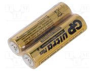 Battery: alkaline; AA; 1.5V; non-rechargeable; Ø14.5x50.5mm; 2pcs. GP