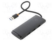 Hub USB; USB A socket x4,USB C socket; black; Number of ports: 5 BASEUS