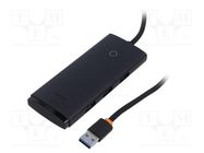 Hub USB; USB A socket x4,USB C socket; black; Number of ports: 5 BASEUS