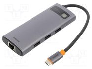 Hub USB; HDMI socket,RJ45 socket,USB A socket x3,USB C socket BASEUS