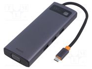 Hub USB; grey; Number of ports: 9; 0.18m; Enclos.mat: aluminium BASEUS