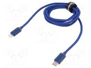 Cable; USB 2.0; Apple Lightning plug,USB C plug; 1.2m; blue; 20W BASEUS