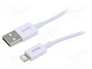 Cable; Apple Lightning plug,USB A socket; 1.5m; white; 2.4A BASEUS