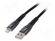 Cable; USB 2.0; Apple Lightning plug,USB A plug; 2m; black; 2.4A BASEUS