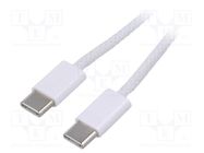 Cable; USB 2.0; USB C plug,both sides; nickel plated; 0.5m; white AKYGA