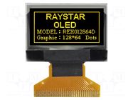 Display: OLED; graphical; 0.96"; 128x64; Dim: 26.7x19.26x1.26mm RAYSTAR OPTRONICS