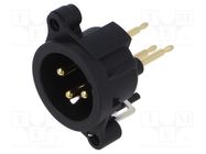 Connector: XLR; socket; male; PIN: 3; straight; THT; black; 6A NEUTRIK