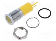 Indicator: LED; flat; yellow; Ø14mm; IP67; Q14; brass; ØLED: 10mm APEM