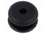 Grommet; Ømount.hole: 5mm; Øhole: 2mm; black; Panel thick: max.2mm ESSENTRA