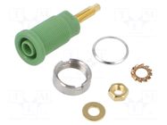 Connector: 4mm banana; socket; 32A; 1kV; green; gold-plated; 40mm SCHÜTZINGER