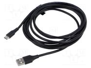 Cable; USB 2.0; USB A plug,USB C plug; nickel plated; 3m; black VENTION