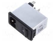 Connector: AC supply; socket; male; Inom: 6A; Ir: 373uA; 250VAC; 1MΩ SCHAFFNER