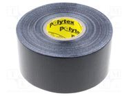 Tape: duct; W: 48mm; L: 25m; Thk: 0.25mm; black; natural rubber; 15% ANTICOR