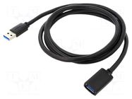 Cable; USB 3.0; USB A socket,USB A plug; 1.5m; black BASEUS