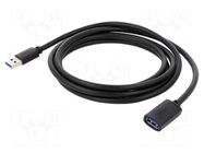 Cable; USB 3.0; USB A socket,USB A plug; 2m; black BASEUS