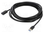 Cable; USB 3.0; USB A socket,USB A plug; 5m; black BASEUS