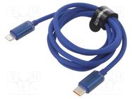 Cable; USB 2.0; Apple Lightning plug,USB C plug; 1.2m; blue; 20W BASEUS