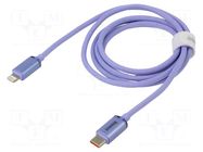 Cable; USB 2.0; Apple Lightning plug,USB C plug; 1.2m; violet BASEUS