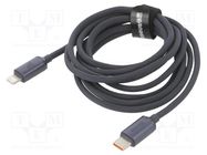 Cable; USB 2.0; Apple Lightning plug,USB C plug; 2m; black; 20W BASEUS