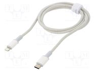 Cable; USB 2.0; Apple Lightning plug,USB C plug; 1m; white; 20W BASEUS