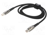 Cable; USB C plug,both sides; 1m; black; textile; 100W BASEUS