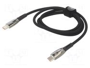 Cable; USB C plug,both sides; 1m; black; grey; textile; 100W BASEUS