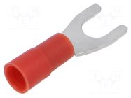 Tip: fork; M4; 0.5÷1mm2; crimped; for cable; insulated; tinned; red ERKO