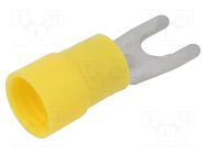Tip: fork; M4; 4÷6mm2; crimped; for cable; insulated; tinned; yellow ERKO