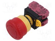 Switch: emergency stop; 22mm; Stabl.pos: 2; NC x2; red; LED; IP65 IDEC