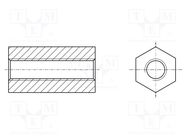 Screwed spacer sleeve; hexagonal; polyamide; M3; L: 9mm; natural HARWIN
