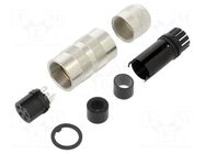 Connector: M16; plug; female; 6A; 250V; PIN: 4; IP67; for cable; brass BINDER