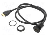 Adapter cable; HDMI socket,HDMI plug; Body: black; Thread: M22 ONPOW