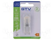 LED lamp; neutral white; G9; 230VAC; 220lm; 2.5W; 360°; 4000K GTV Poland