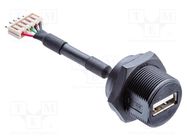 Adapter cable; USB A socket,5pin pin header; USB 2.0; IP68 AMPHENOL LTW