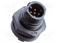 Socket; circular; PIN: 2; male; for panel mounting,front side nut AMPHENOL LTW