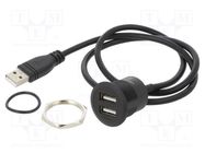 Adapter cable; USB A plug,USB B socket x2; double,USB 2.0 ONPOW