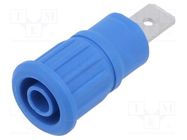 Connector: 4mm banana; socket; 32A; 1kV; blue; nickel plated STÄUBLI