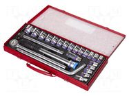 Wrench-set; 12-angles,socket spanner; Mounting: 1/2"; 24pcs. KING TONY