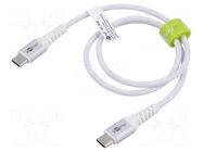 Cable; USB 2.0; USB C plug,both sides; 0.5m; white; silicone; 60W GOOBAY