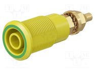 Connector: 4mm banana; socket; 32A; yellow-green; gold-plated STÄUBLI