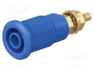 Connector: 4mm banana; socket; 32A; blue; gold-plated STÄUBLI