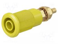 Connector: 4mm banana; socket; 32A; yellow; gold-plated STÄUBLI