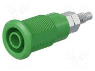 Connector: 4mm banana; socket; 32A; green; nickel plated STÄUBLI