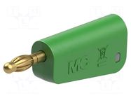 Connector: 4mm banana; plug; 32A; green; gold-plated STÄUBLI