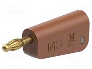 Connector: 4mm banana; plug; 32A; brown; gold-plated STÄUBLI