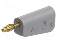 Connector: 4mm banana; plug; 32A; grey; gold-plated STÄUBLI